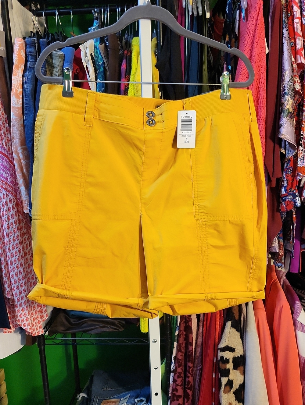 Torrid Bright Yellow Roll-Cuff Bermuda Shorts NWT